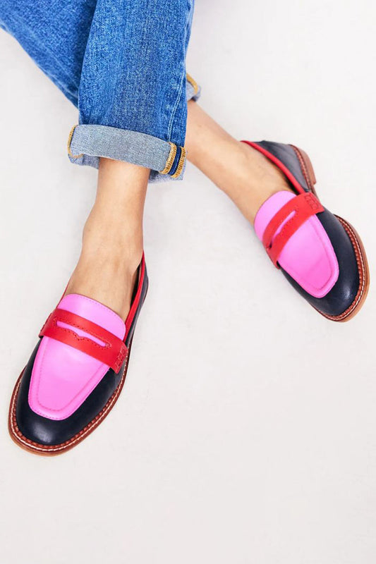 Lunessa | Sorte loafers med farvet accent