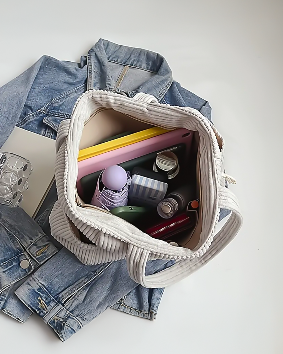 Tilda – Ribbet shopper med snordetaljer