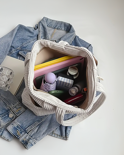 Tilda – Ribbet shopper med snordetaljer