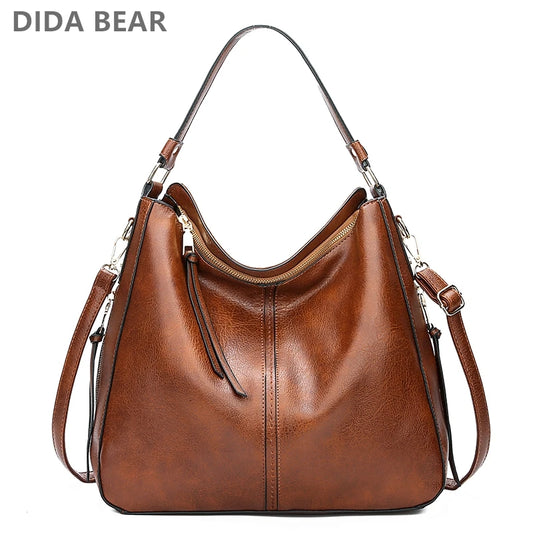 DIDABEAR™ Vintage Stor Kapacitets Læder Hobo Taske